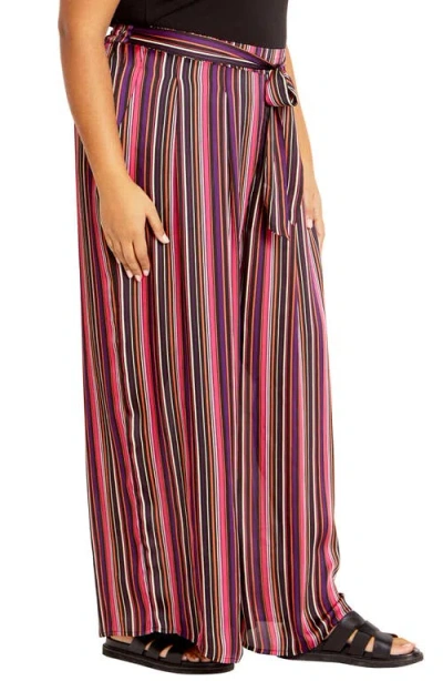 City Chic Willow Stripe Wide Leg Pants In Vintage Stripe