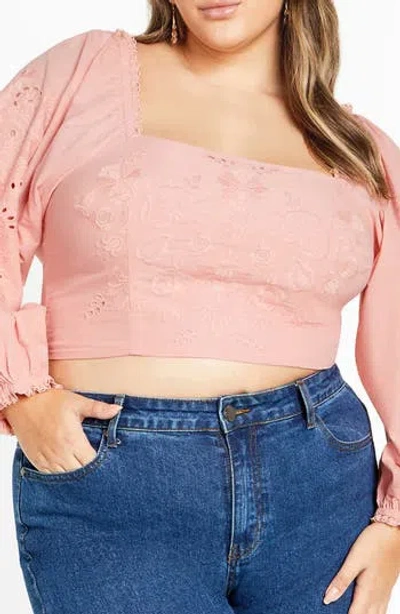 City Chic Willow Top In Pink