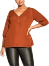 CITY CHIC WOMENS ELBOW SLEEVES BUSINESS BLOUSE