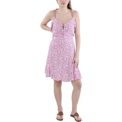 City Chic Womens Floral Print Viscose Sundress In Pink