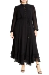 City Chic Yasmin Long Sleeve Maxi Dress In Black