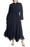 City Chic Yasmin Long Sleeve Maxi Dress In Navy