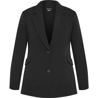 City Chic Yazmin Stretch Blazer In Black