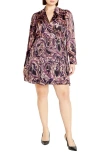 City Chic Zelda Print Long Sleeve Wrap Dress In Vintage Paisley