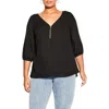 City Chic Zip Fling Top In Black