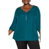City Chic Zip Fling Top In Jade