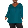 City Chic Zip Fling Top In Jade