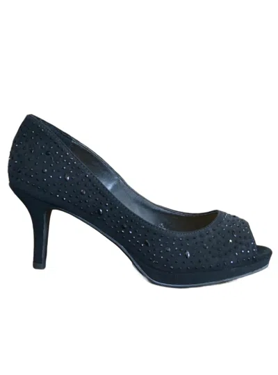 City Classified Sparkle Platform Peep Toe Low Heel In Black