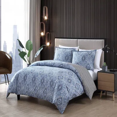 City Scene Milan Cotton Comforter Set In Blue