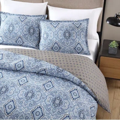City Scene Milan Modern & Contemporary Comforter Set In Blue,gray