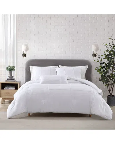 City Scene Solid Comforter Bedding Set In White