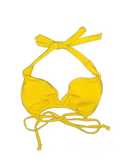 Pre-owned City Streets Swimsuit Top Yellow Solid Pattern Swimwear