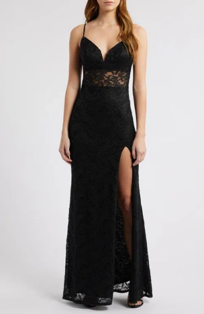 City Studio Black Glitter & Lace Dress