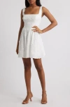 City Studio Embroidered Sleeveless Cotton Minidress In White