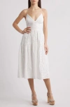 City Studio Eyelet Embroidery A-line Midi Dress In Ivory