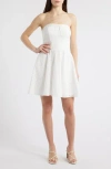 City Studio Eyelet Strapless Cotton Fit & Flare Sundress In Ivory