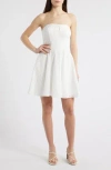 City Studio Eyelet Strapless Cotton Fit & Flare Sundress In White