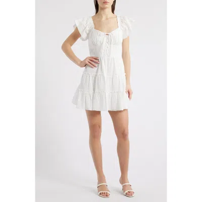 City Studio Eyelet Tiered Cotton Sundress In Ivory