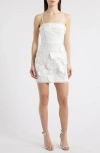 City Studio Floral Appliqué Minidress In Ivory