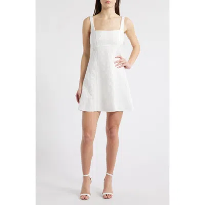 City Studio Jacquard Back Tie Minidress In Ivory