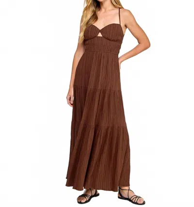 City Studio Juniors' Textured Keyhole Strappy Maxi Dress In Brown
