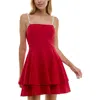 City Studio Juniors Womens Beaded Polyester Evening Dress In Red