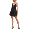 City Studio Juniors Womens Bow Polyester Fit & Flare Dress In Black