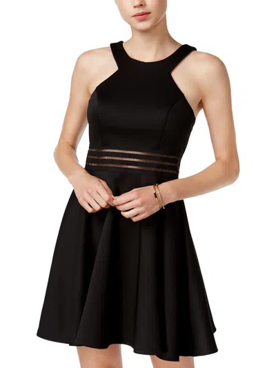 City Studio Juniors Womens Cocktail Mini Fit & Flare Dress In Black