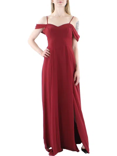 City Studio Juniors Womens Cold Shoulder Lace Up Evening Dress In Red