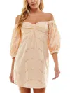 City Studio Juniors Womens Cotton Eyelet Mini Dress In Orange