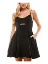City Studio Juniors Womens Crepe Fit & Flare Dress In Black