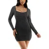 City Studio Juniors Womens Embellished Mini Bodycon Dress In Black