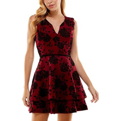 City Studio Juniors Womens Floral Mini Fit & Flare Dress In Multi