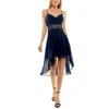 City Studio Juniors Womens Hi-low Embroidered Fit & Flare Dress In Multi