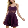 City Studio Juniors Womens Illusion Mini Fit & Flare Dress In Pink