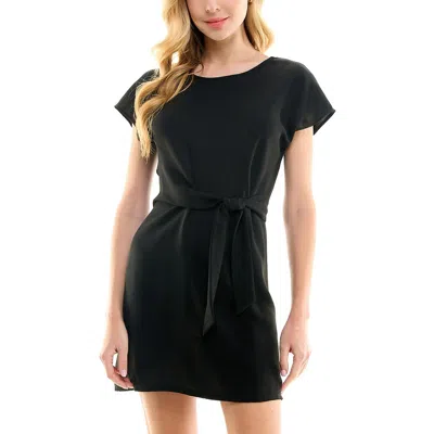 City Studio Juniors Womens Knot-front Cap Sleeve Mini Dress In Black