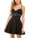 City Studio Juniors Womens Lace Above Knee Mini Dress In Black