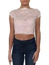 City Studio Juniors Womens Lace Glitter Crop Top In Pink