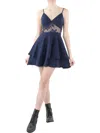 CITY STUDIO JUNIORS WOMENS LACE INSET MINI COCKTAIL AND PARTY DRESS