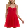 City Studio Juniors Womens Layered Tulle Evening Dress In Red