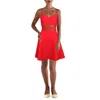 City Studio Juniors Womens Mesh Inset Mini Fit & Flare Dress In Red