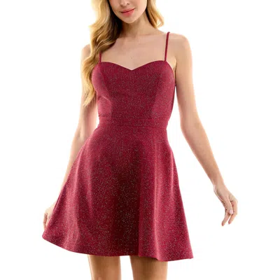 City Studio Juniors ` Womens Open Back Mini Fit & Flare Dress In Pink
