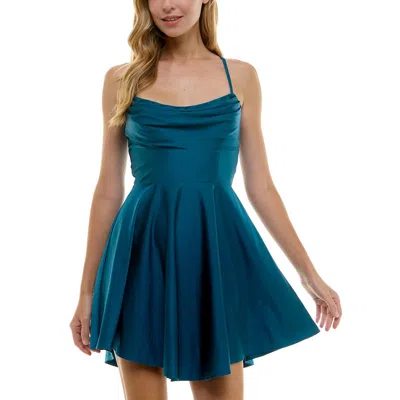 City Studio Juniors Womens Pleated Nylon Fit & Flare Dress In Multi