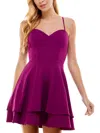 City Studio Juniors Womens Pocket Mini Fit & Flare Dress In Purple