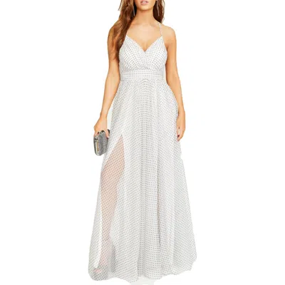 City Studio Juniors Womens Polka Dot Maxi Evening Dress In Multi