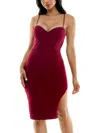 City Studio Juniors Womens Rhinestone Polyester Bodycon Dress In Red