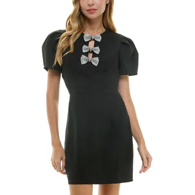 City Studio Juniors Womens Rhinestone Polyester Cocktail And Party Dress In Black