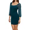 City Studio Juniors Womens Ruched Polyester Bodycon Dress In Blue