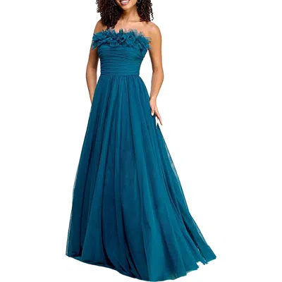 City Studio Juniors Womens Ruffle Ruched Maxi Dress In Blue