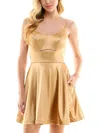 CITY STUDIO JUNIORS WOMENS SATIN MINI COCKTAIL AND PARTY DRESS